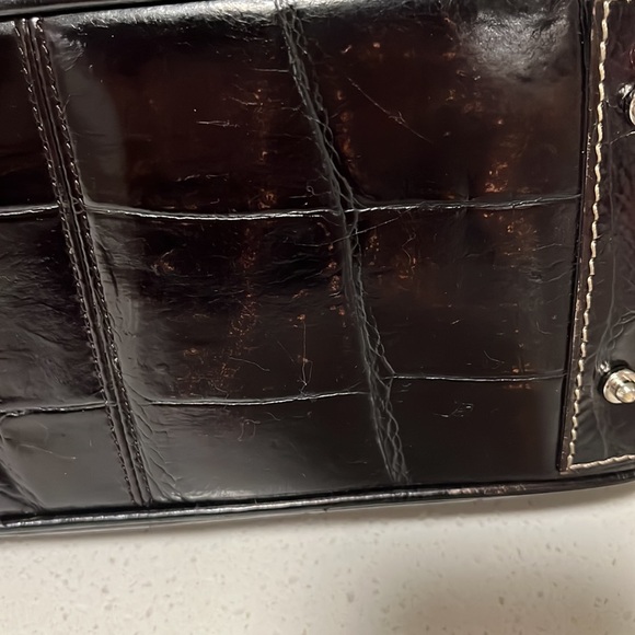 Dooney & Bourke Black Satchel Bag Synthetic Crocodile...